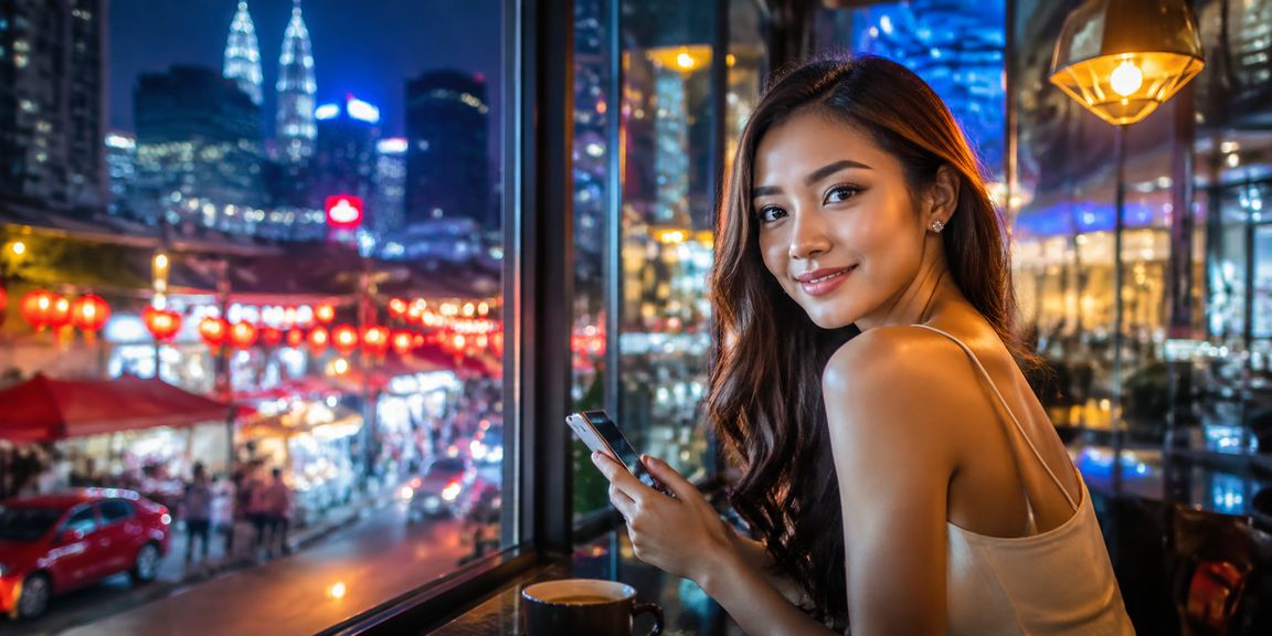 Pengguna spin321 menyemak odds taruhan melalui telefon di Kuala Lumpur